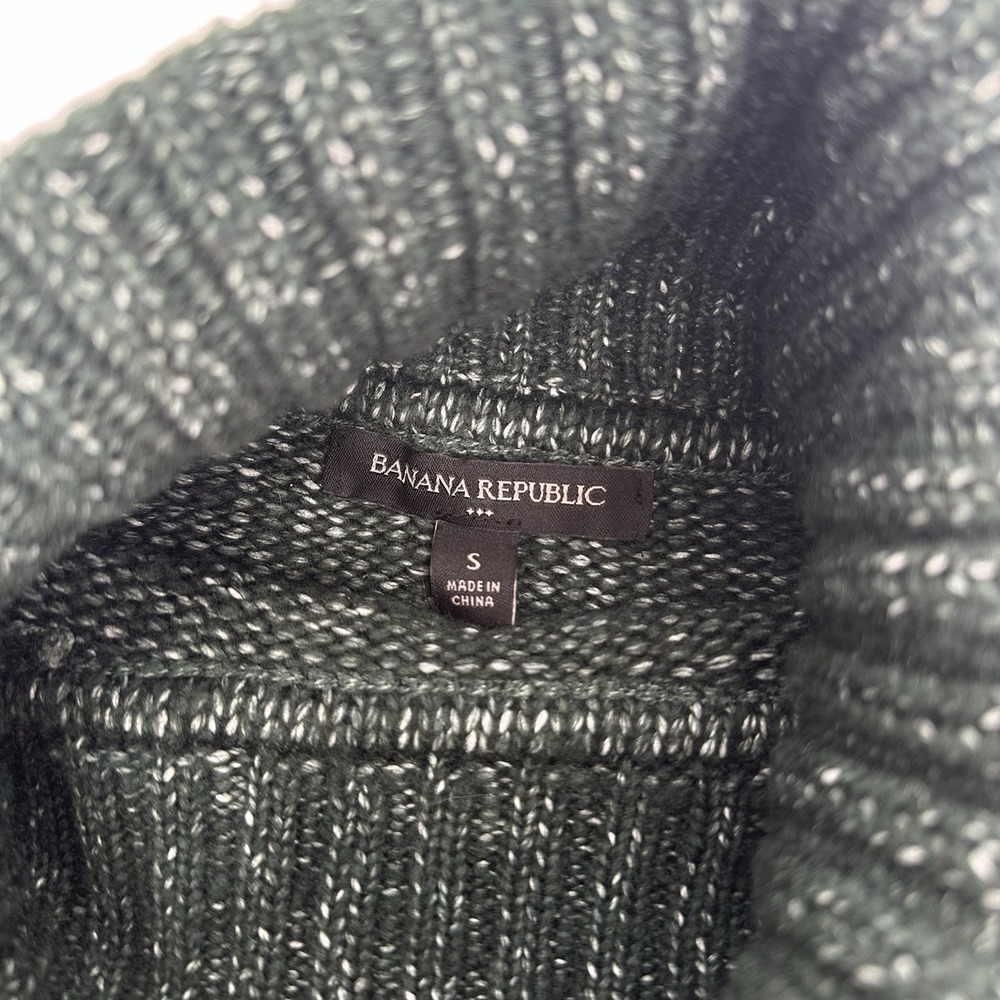 Banana Republic Sz S‎ Turtleneck Sweater Hunter Green White Minimalist Cozy - Picture 3 of 6